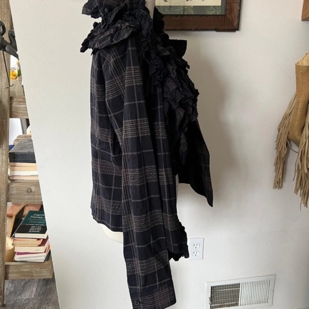 ISSEY MIYAKE Ruffle Plaid Lightweight Blazer S - Picture 3 of 6